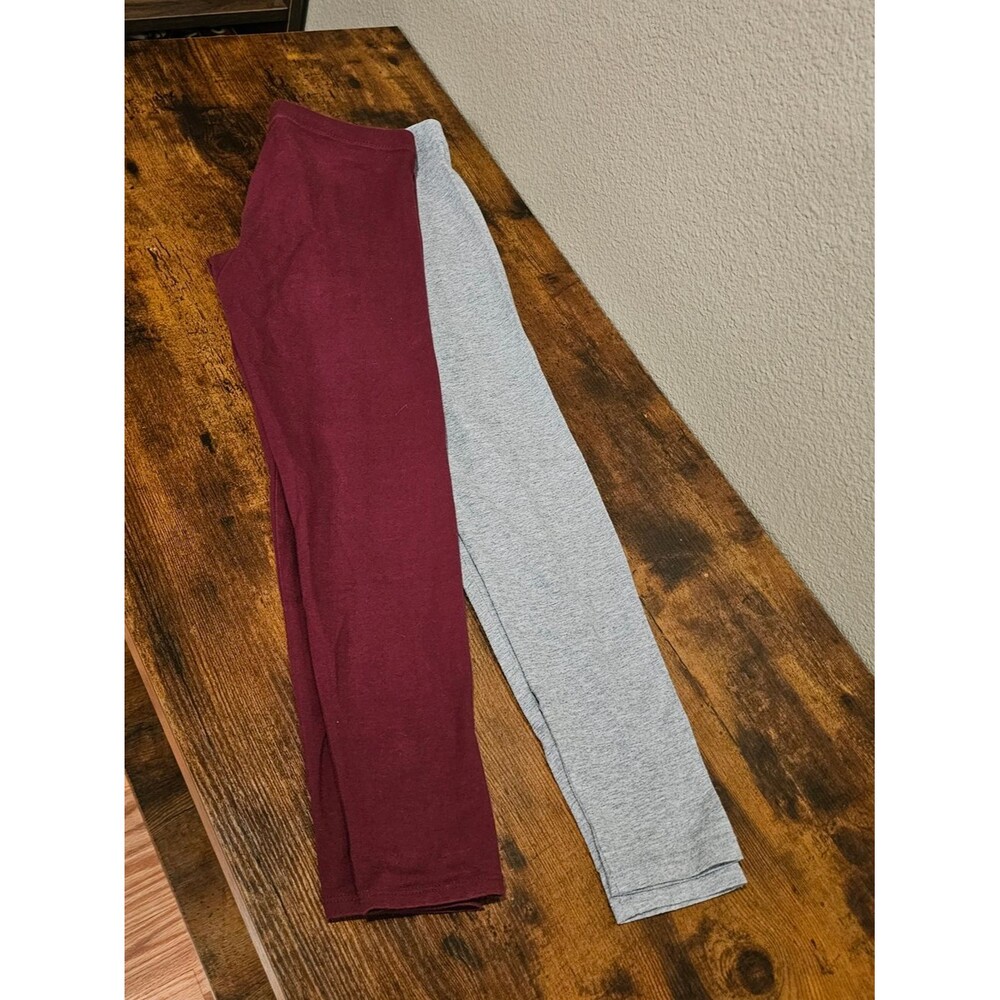 Kids Member's Mark Two-Pack Burgundy & Light Gray Stretch Leggings